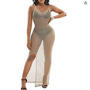 See-Through Swimsuit Maxi Dress Cover Up Size L
